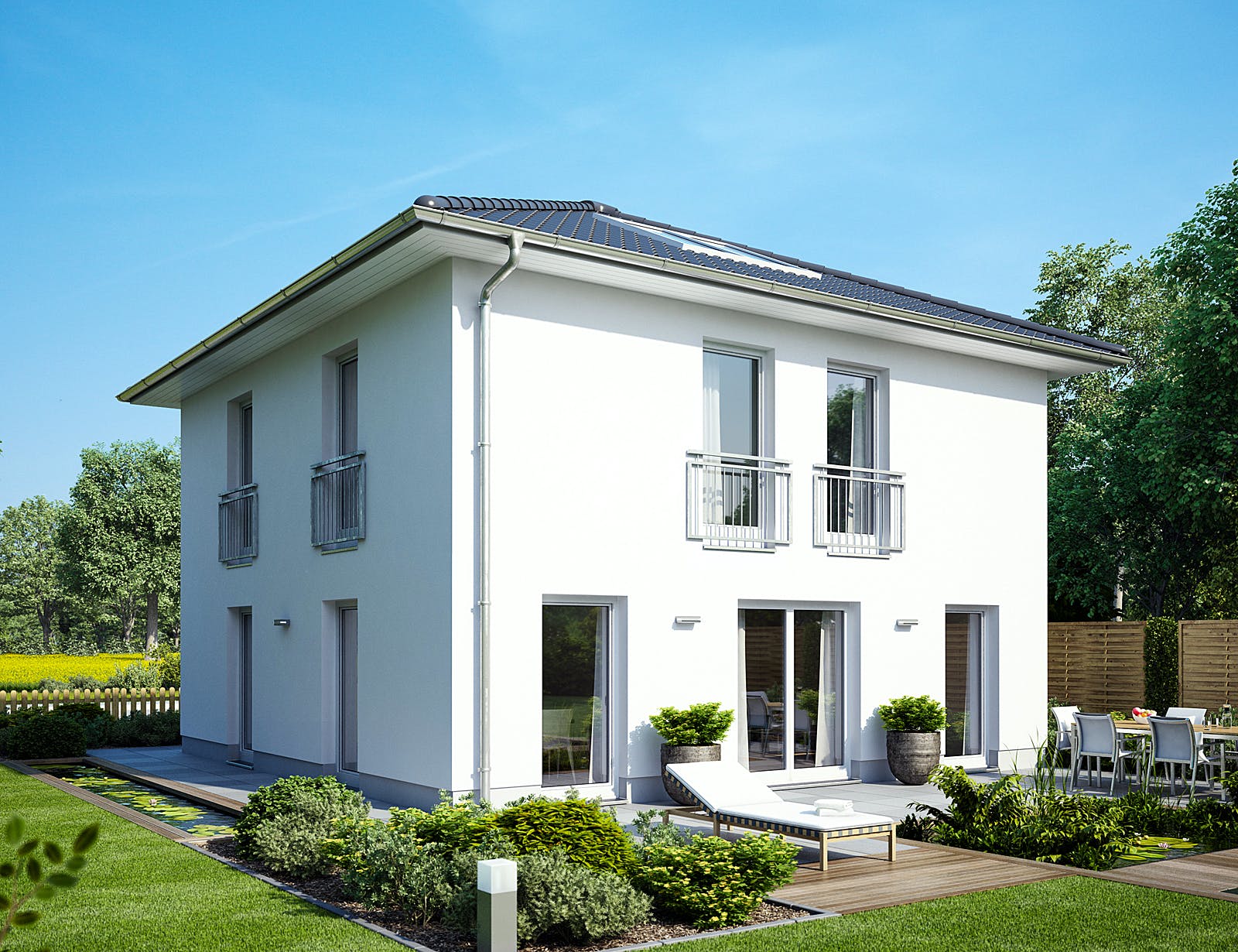 Massivhaus ELEGANZ 2130 von KONZEPTHAUS Schlüsselfertig ab 344500€, Stadtvilla Außenansicht 1