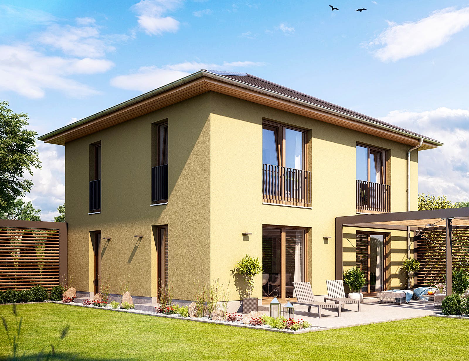 Massivhaus ELEGANZ 2130 von KONZEPTHAUS Schlüsselfertig ab 344500€, Stadtvilla Außenansicht 2