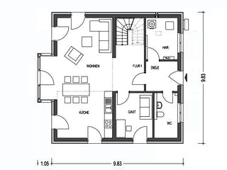 Massivhaus ELEGANZ 2153 von KONZEPTHAUS Schlüsselfertig ab 389800€, Stadtvilla Grundriss 1