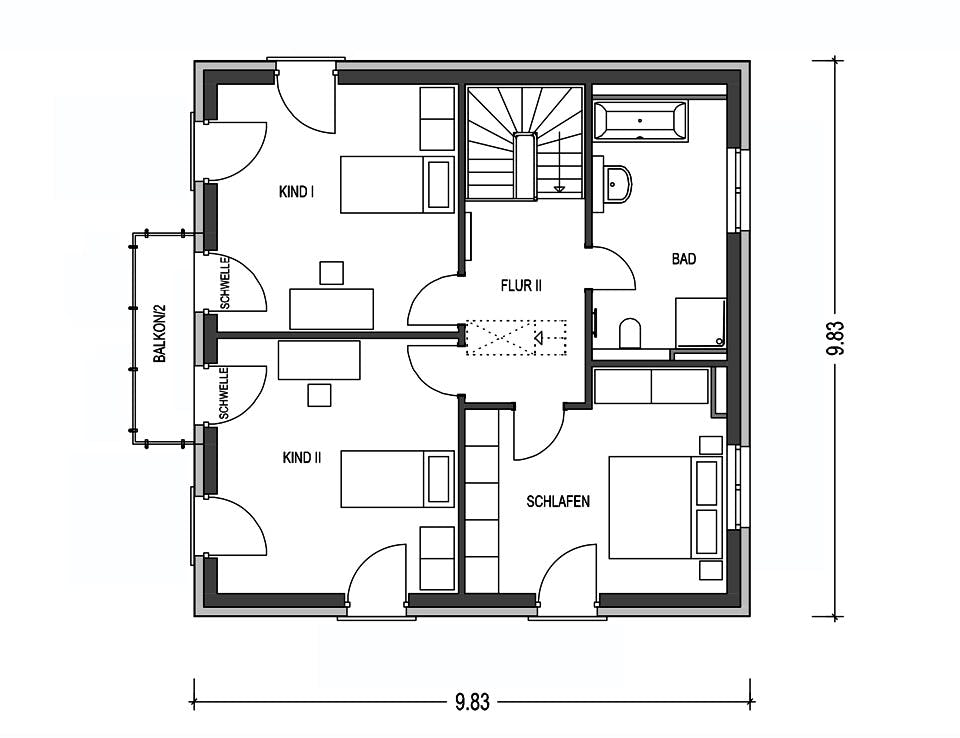 Massivhaus ELEGANZ 2153 von KONZEPTHAUS Schlüsselfertig ab 414400€, Stadtvilla Grundriss 2