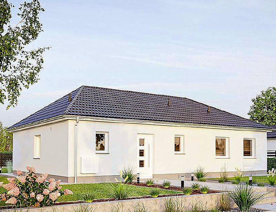 Massivhaus IDEAL 2760 von KONZEPTHAUS Schlüsselfertig ab 272300€, Bungalow Außenansicht 1