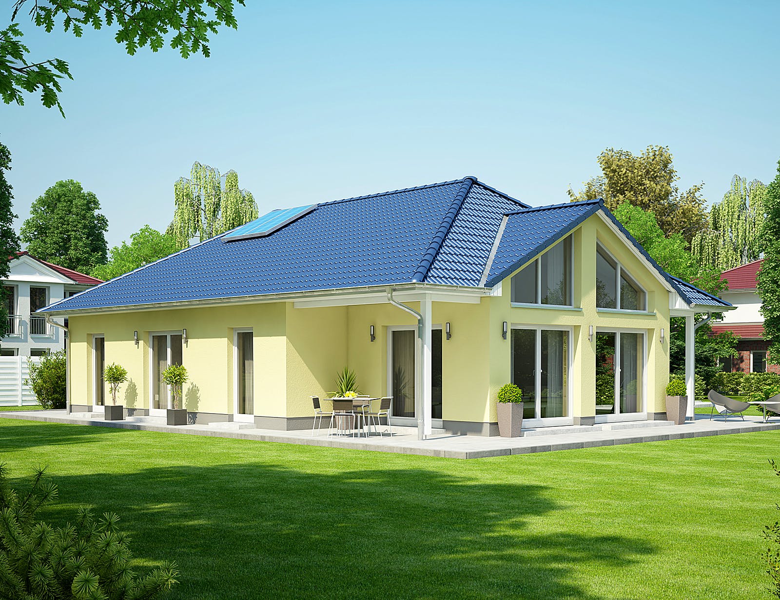 Massivhaus IDEAL 2880 von KONZEPTHAUS Schlüsselfertig ab 423100€, Bungalow Außenansicht 1