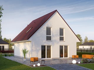 Massivhaus KLASSIK 2510 von KONZEPTHAUS Schlüsselfertig ab 311400€, Satteldach-Klassiker Außenansicht 2