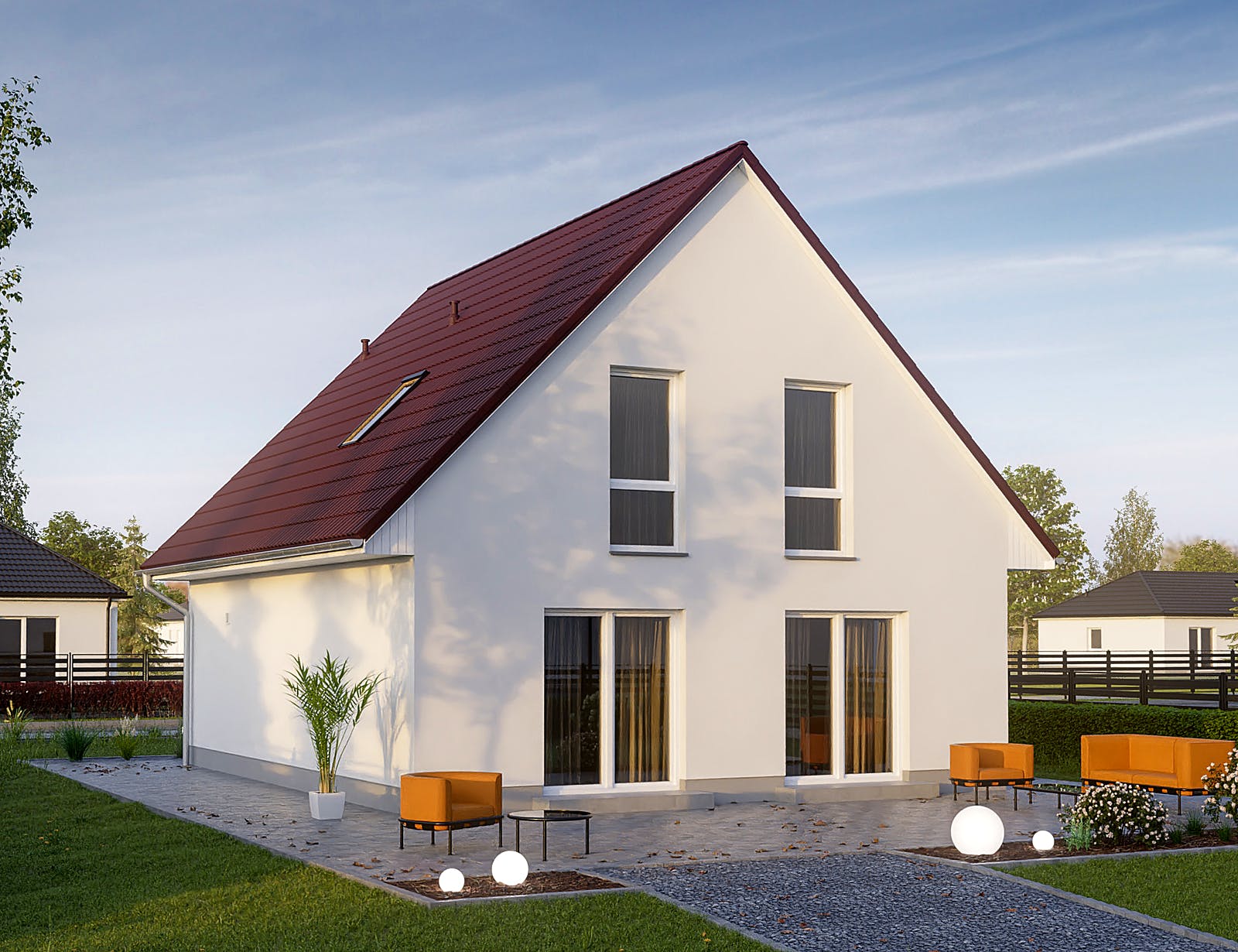 Massivhaus KLASSIK 2510 von KONZEPTHAUS Schlüsselfertig ab 316300€, Satteldach-Klassiker Außenansicht 2