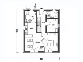 Massivhaus KLASSIK 2510 von KONZEPTHAUS Schlüsselfertig ab 311400€, Satteldach-Klassiker Grundriss 1