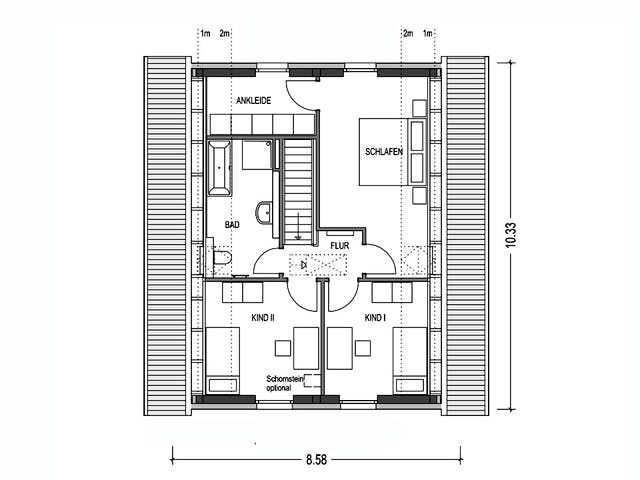 Massivhaus KLASSIK 2510 von KONZEPTHAUS Schlüsselfertig ab 311400€, Satteldach-Klassiker Grundriss 2