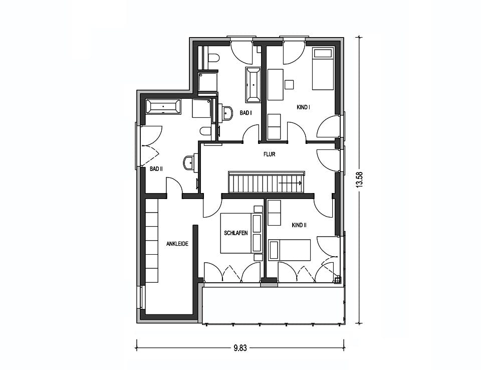Massivhaus URBAN 2730 von KONZEPTHAUS Schlüsselfertig ab 540247€, Cubushaus Grundriss 2