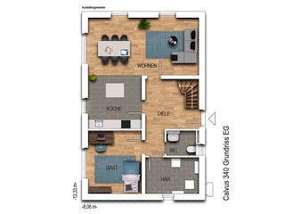 Massivhaus VARIANT 2340 von KONZEPTHAUS Schlüsselfertig ab 342100€, Satteldach-Klassiker Grundriss 1