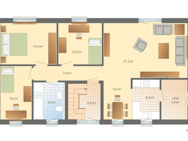 Fertighaus Kopenhagen von Danhaus Deutschland Schlüsselfertig ab 523810€, Satteldach-Klassiker Grundriss 1