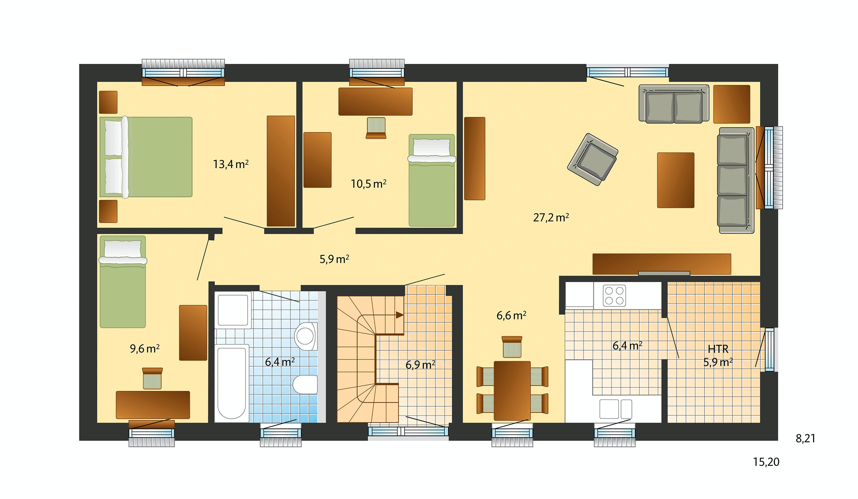 Fertighaus Kopenhagen von Danhaus Deutschland Schlüsselfertig ab 439339€, Satteldach-Klassiker Grundriss 1
