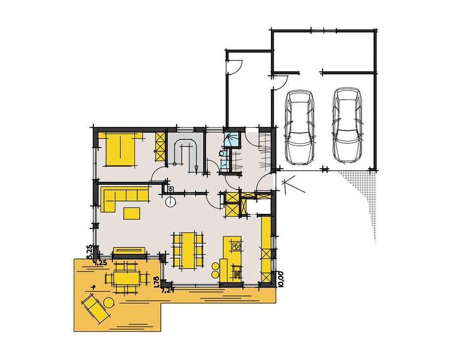 Fertighaus Geppert von Korte Holzbau, Satteldach-Klassiker Grundriss 1
