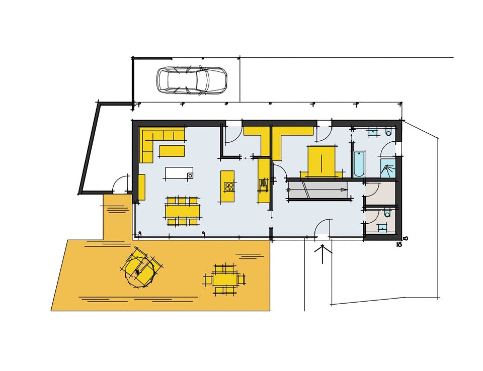 Fertighaus Kallenbach von Korte Holzbau, Satteldach-Klassiker Grundriss 1