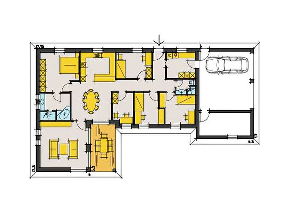 Fertighaus Lorenzen von Korte Holzbau, Bungalow Grundriss 1