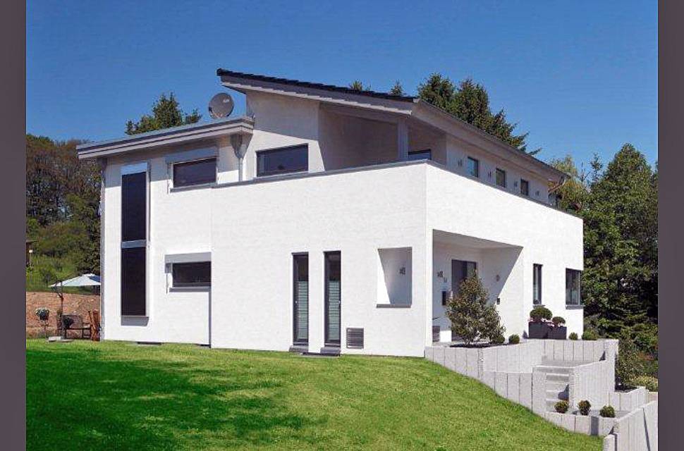 Fertighaus Kubistische Villa von Meisterstück-HAUS, Pultdachhaus Außenansicht 1