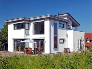 Fertighaus Kubistische Villa von Meisterstück-HAUS, Pultdachhaus Außenansicht 2