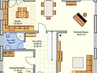 Fertighaus Solera von Fingerhut Haus Schlüsselfertig ab 469474€, Satteldach-Klassiker Grundriss 1