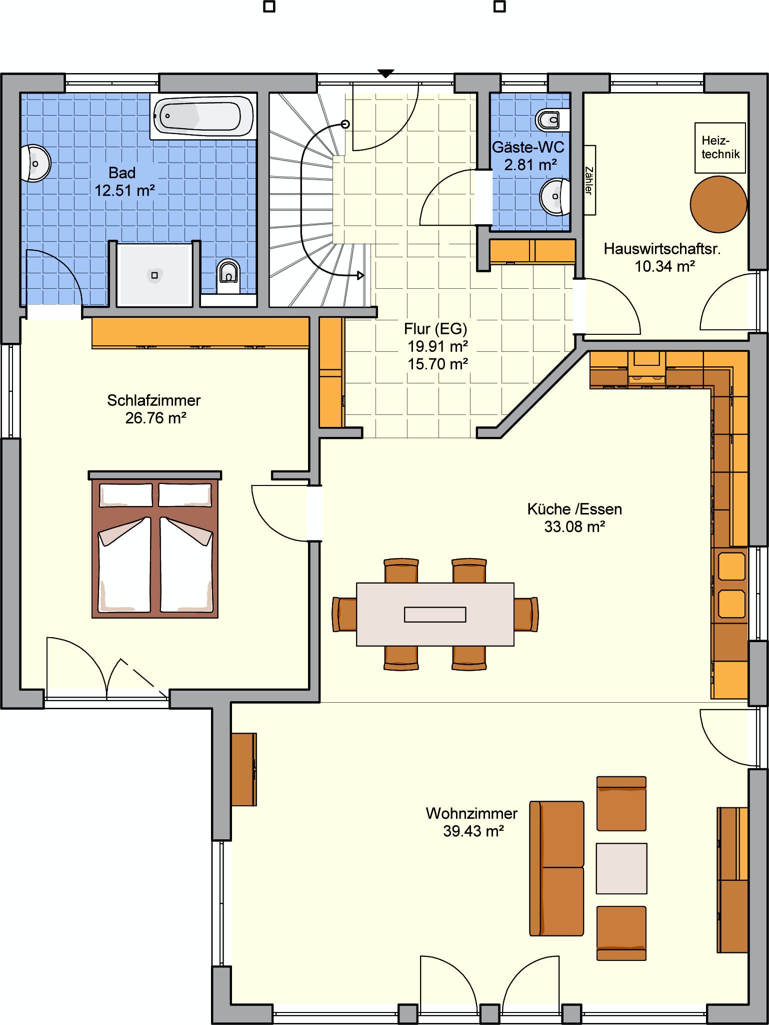 Fertighaus Brilo von FINGERHUT-HAUS Schlüsselfertig ab 620853€, Satteldach-Klassiker Grundriss 1