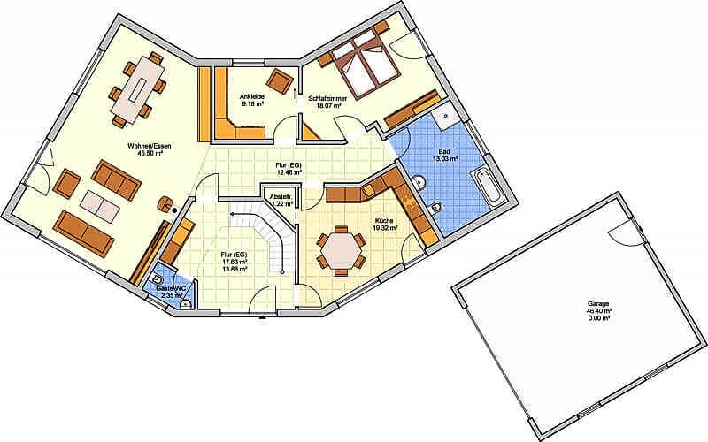 Fertighaus Familio von FINGERHUT-HAUS Schlüsselfertig ab 633051€, Satteldach-Klassiker Grundriss 1
