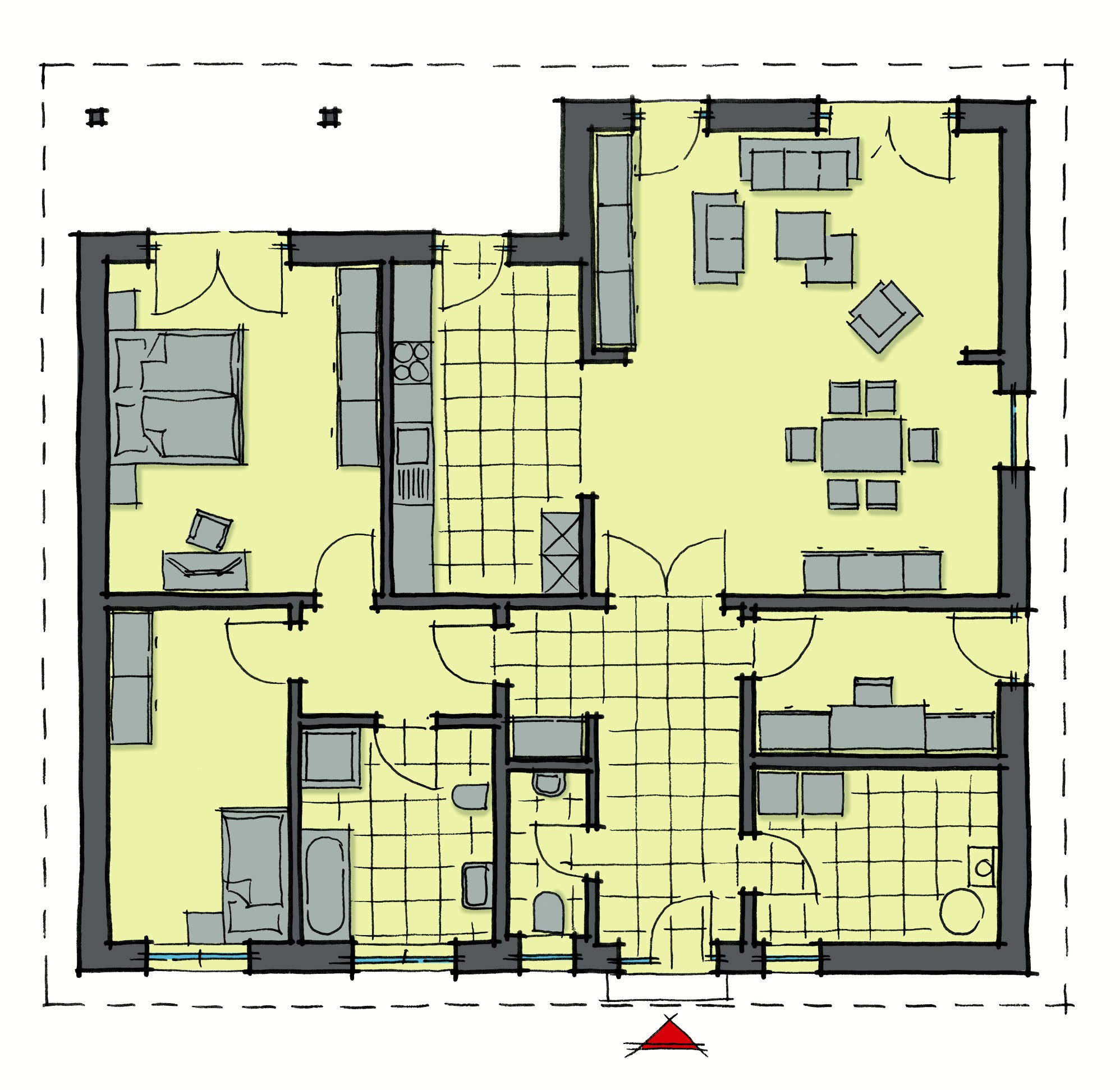 Fertighaus La Rochelle von GUSSEK HAUS Schlüsselfertig ab 355900€, Bungalow Grundriss 1