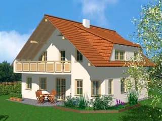 Massivhaus Landhaus von Wagener Systemhausbau Schlüsselfertig ab 199000€, Satteldach-Klassiker Außenansicht 1