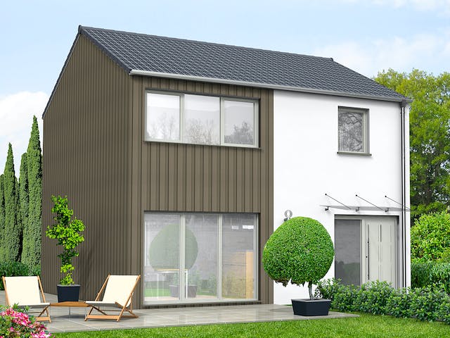 Fertighaus Haus 001 - Var. 285 von Langstein Immobilien Ausbauhaus ab 120717€, Satteldach-Klassiker Außenansicht 1