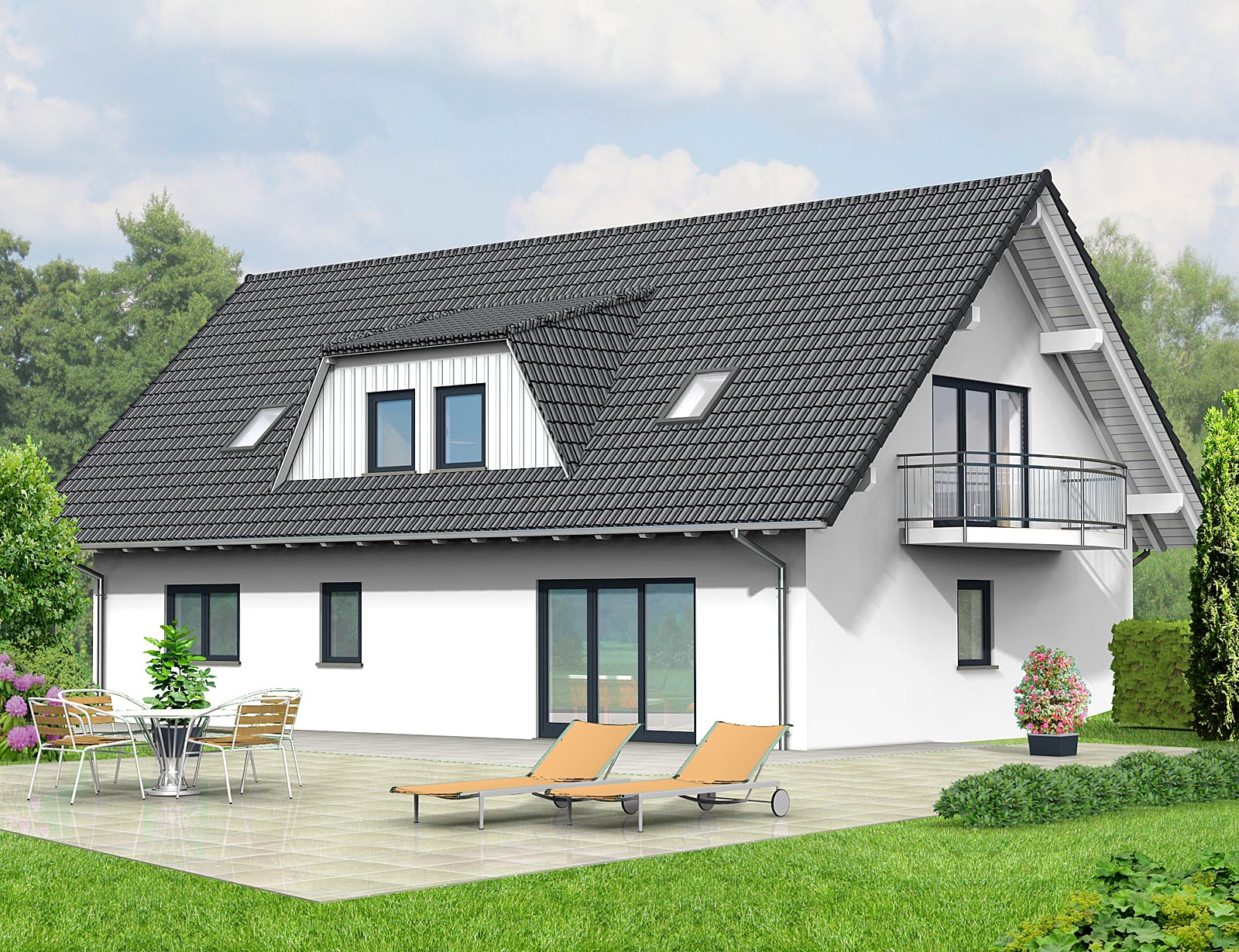 Fertighaus Haus 076 - Var. 143 von Langstein Immobilien Ausbauhaus ab 249480€, Satteldach-Klassiker Außenansicht 1