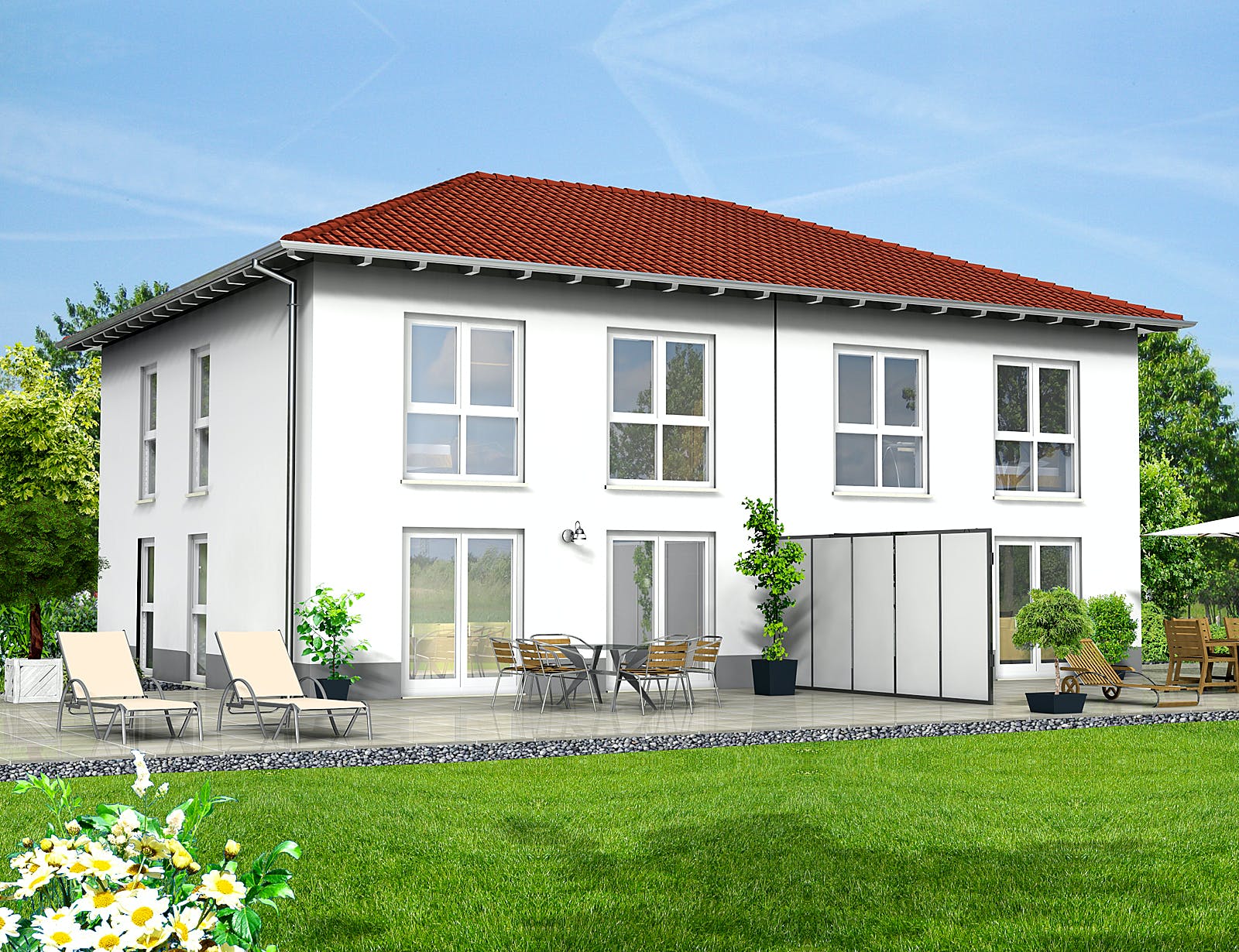 Fertighaus Haus 095 - Var. 018 von Langstein Immobilien Ausbauhaus ab 162419€, Stadtvilla Außenansicht 2