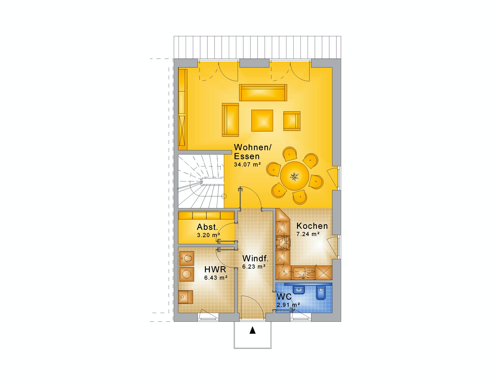 Fertighaus Haus 095 - Var. 018 von Langstein Immobilien Ausbauhaus ab 162419€, Stadtvilla Grundriss 1