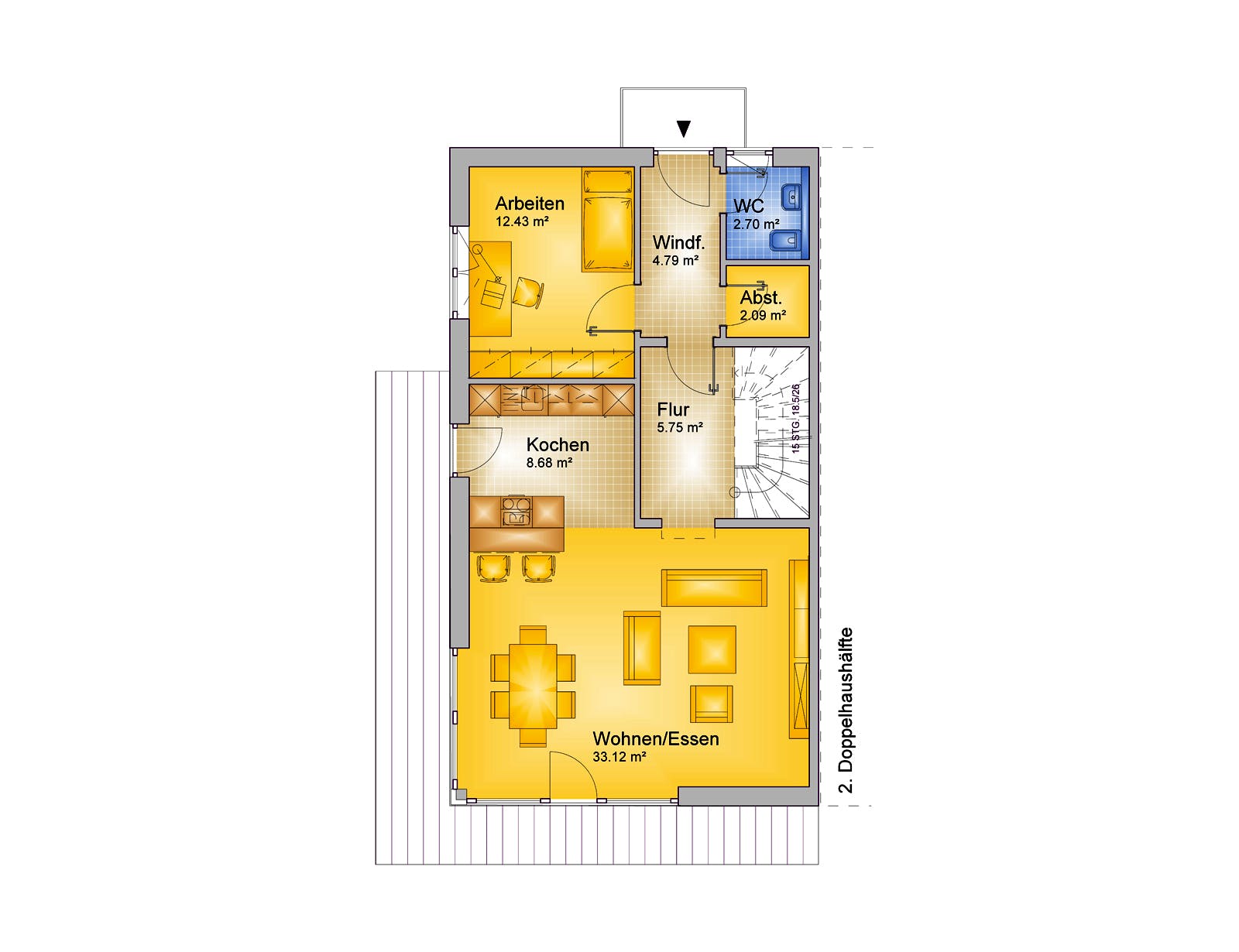 Fertighaus Haus 097 - Var. 037 von Langstein Immobilien Ausbauhaus ab 186084€, Stadtvilla Grundriss 1