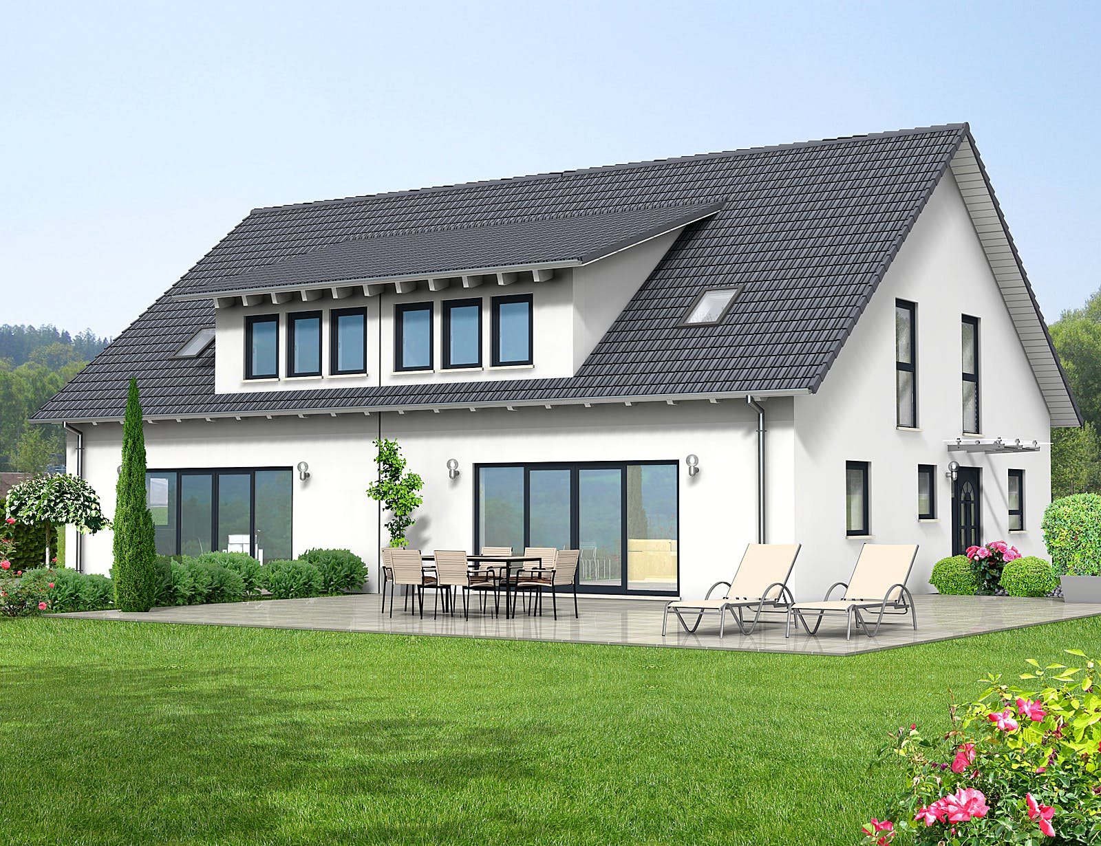 Fertighaus Haus 098 - Var. 009 von Langstein Immobilien Ausbauhaus ab 193361€, Satteldach-Klassiker Außenansicht 1