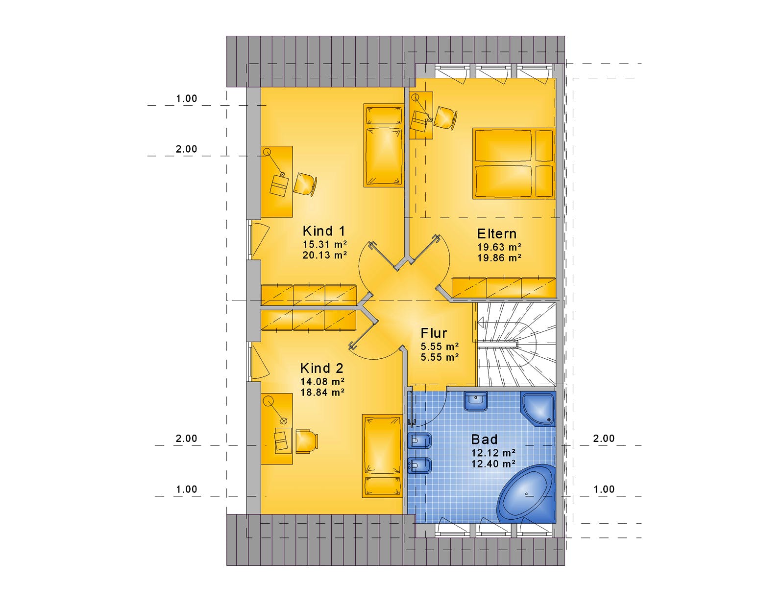 Fertighaus Haus 098 - Var. 009 von Langstein Immobilien Ausbauhaus ab 193361€, Satteldach-Klassiker Grundriss 2