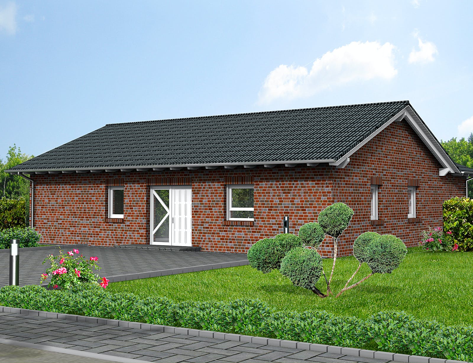 Fertighaus Haus 114 - Var. 006 von Langstein Immobilien Ausbauhaus ab 162743€, Bungalow Außenansicht 2