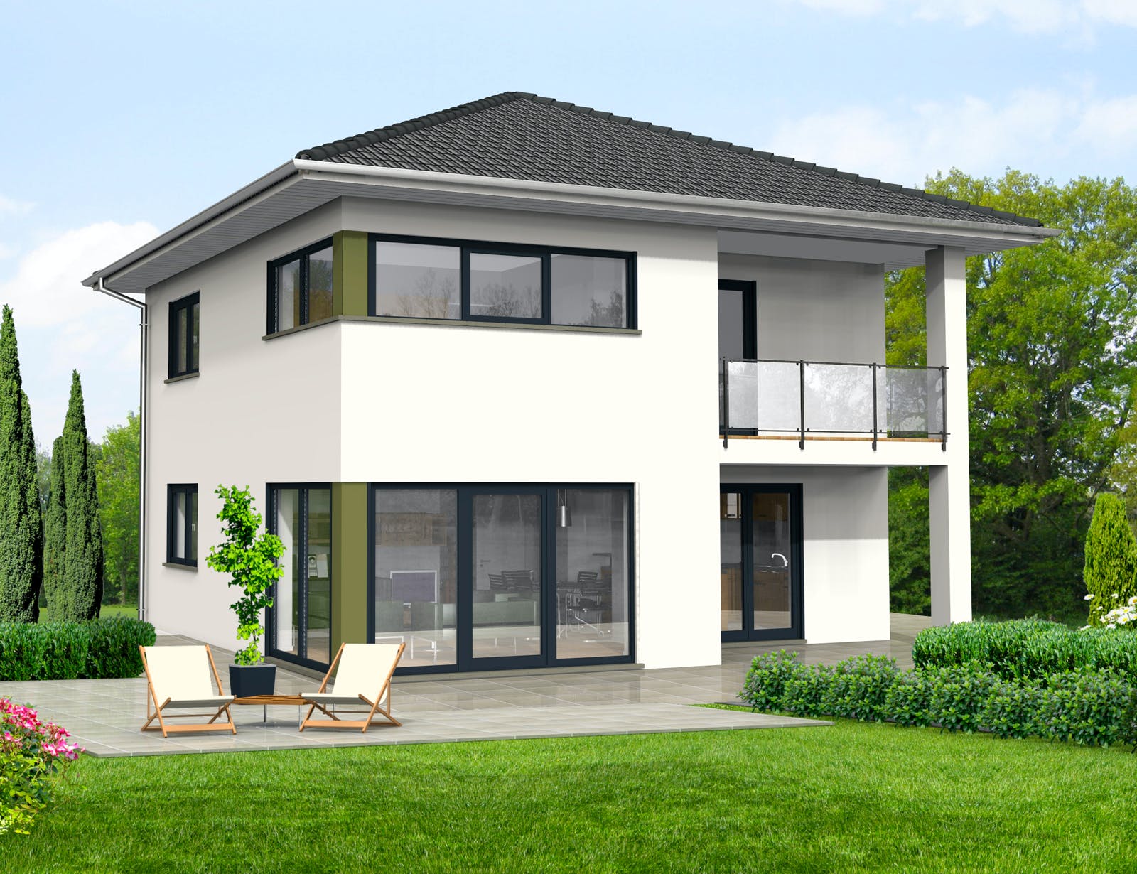 Fertighaus Haus 119 - Var. 036 von Langstein Immobilien Ausbauhaus ab 152793€, Stadtvilla Außenansicht 1