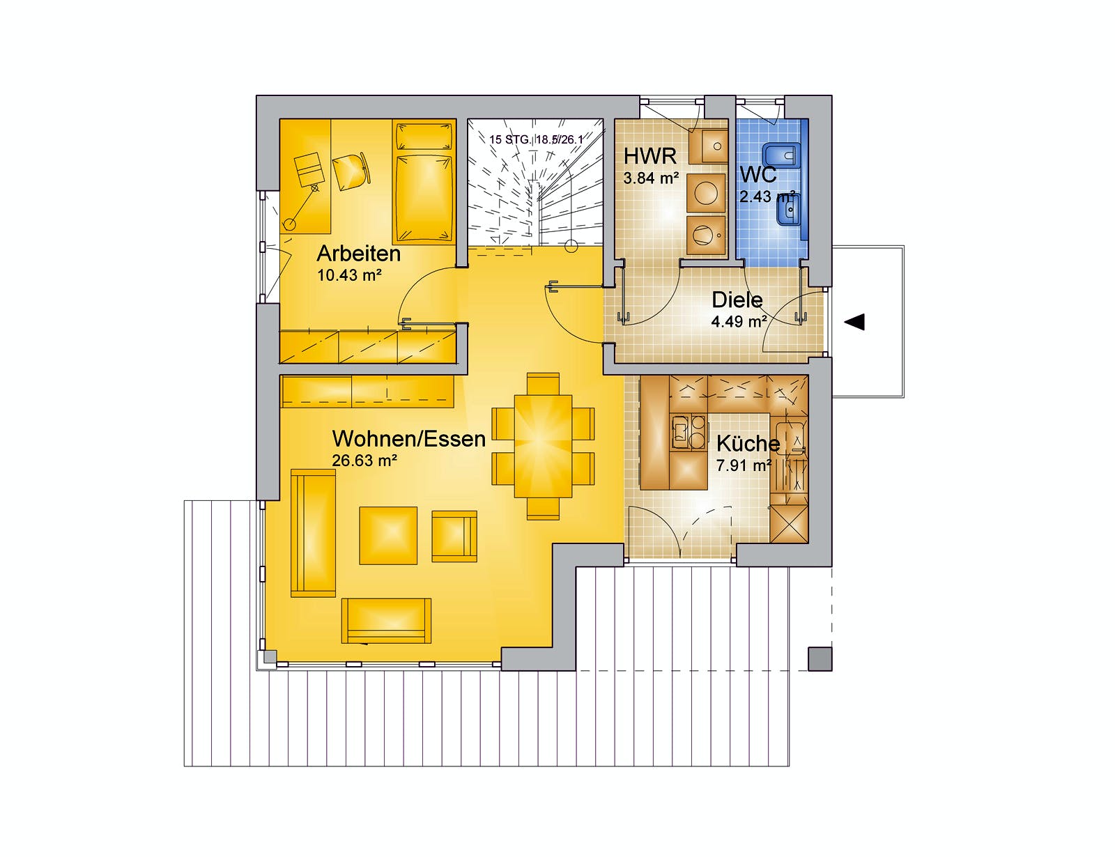 Fertighaus Haus 119 - Var. 036 von Langstein Immobilien Ausbauhaus ab 152793€, Stadtvilla Grundriss 1
