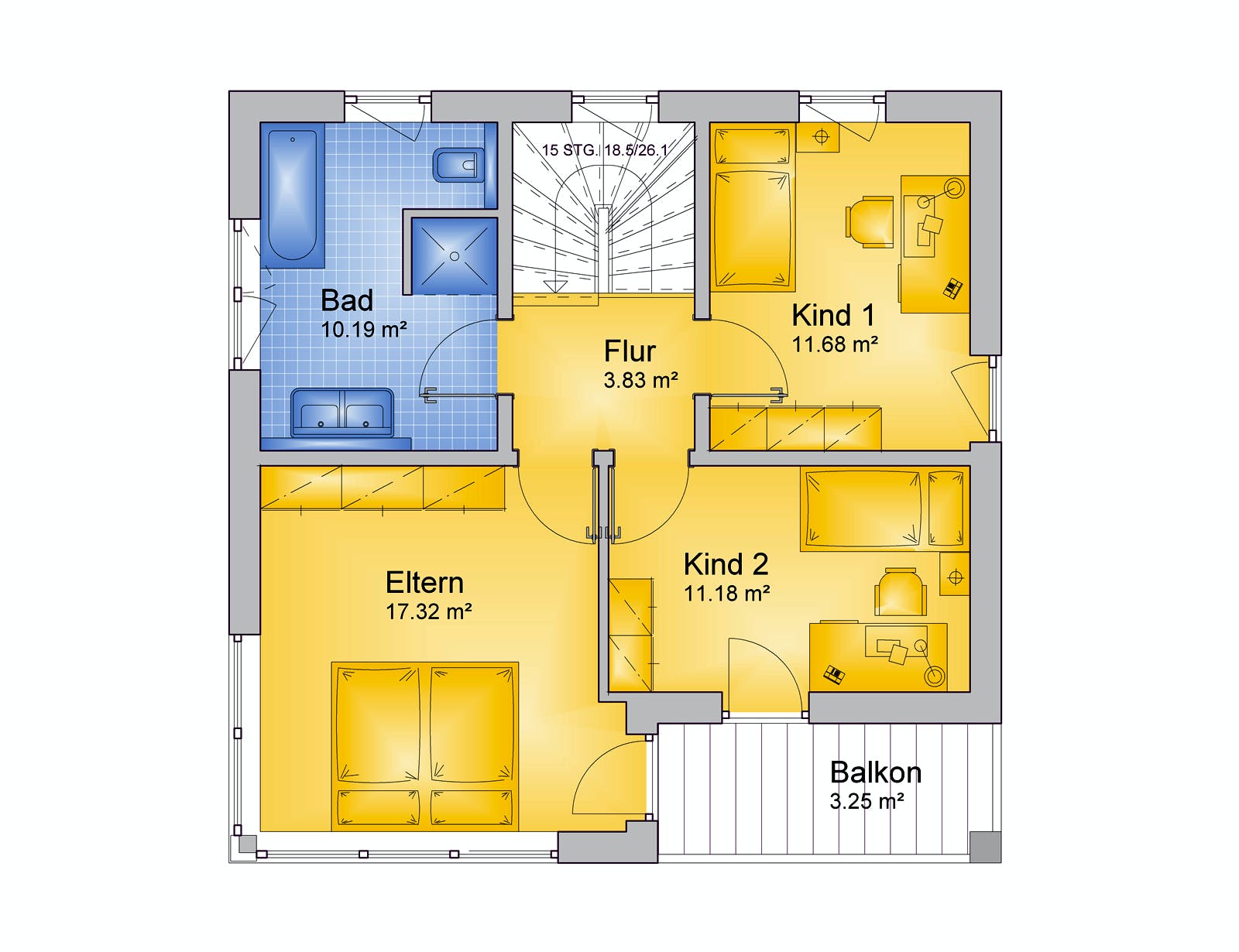 Fertighaus Haus 119 - Var. 036 von Langstein Immobilien Ausbauhaus ab 152793€, Stadtvilla Grundriss 2