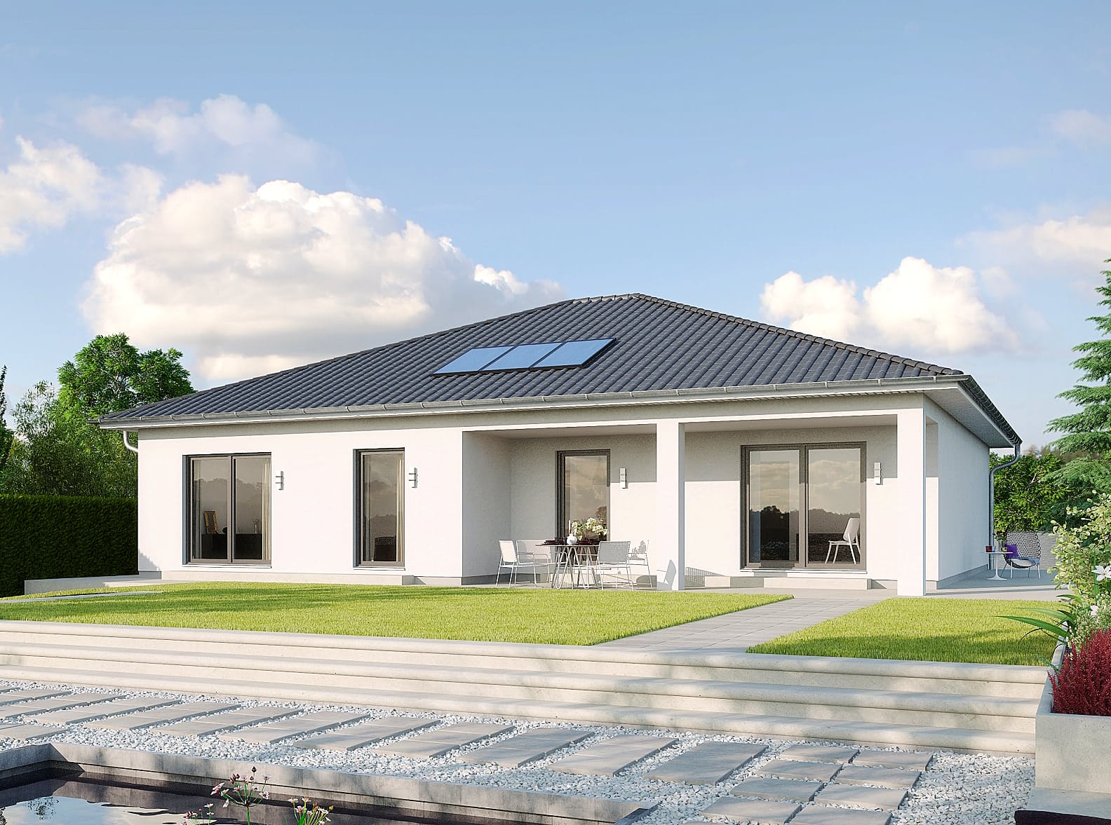 Fertighaus La Rochelle von GUSSEK HAUS Schlüsselfertig ab 355900€, Bungalow Außenansicht 1