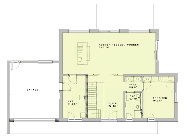 Massivhaus Bauhaus 245 von Lechner Massivhaus, Cubushaus Grundriss 1 Massivhaus Bauhaus 245 von Lechner Massivhaus, Cubushaus Grundriss 1