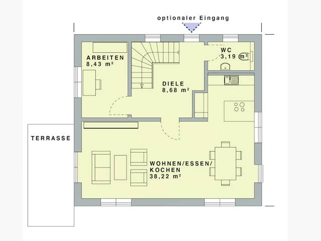 Massivhaus Haus am Hang von Lechner Massivhaus, Satteldach-Klassiker Grundriss 1 Massivhaus Haus am Hang von Lechner Massivhaus, Satteldach-Klassiker Grundriss 1