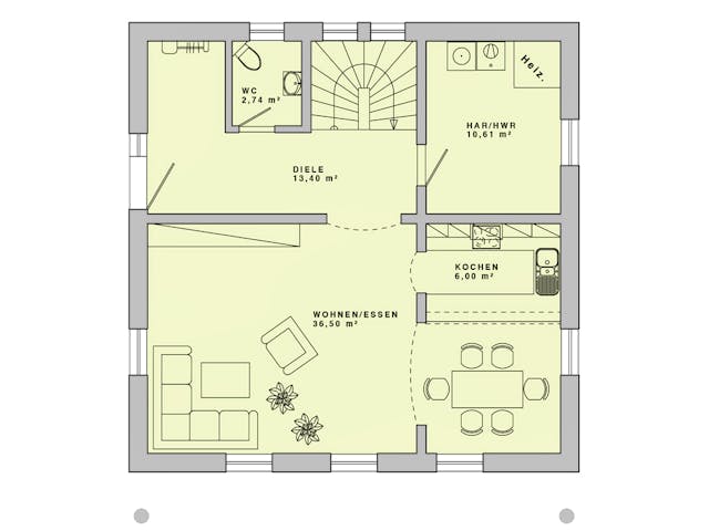 Massivhaus Stadtvilla 150 von Lechner Massivhaus, Stadtvilla Grundriss 1