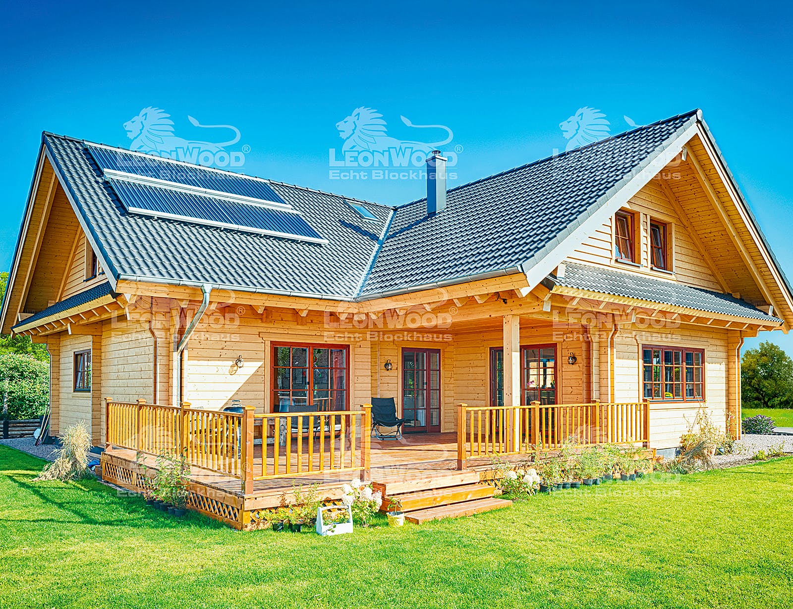 Blockhaus Canada von LéonWood® Holz-Blockhaus Bausatzhaus ab 114900€, Blockhaus Außenansicht 1