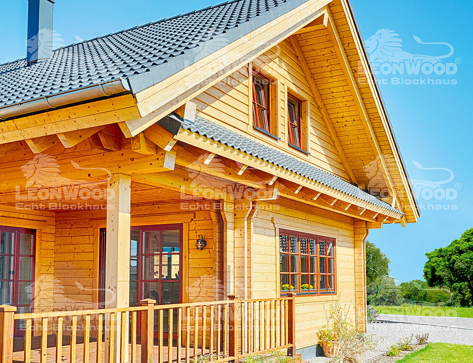 Blockhaus Canada von LéonWood® Holz-Blockhaus Bausatzhaus ab 114900€, Blockhaus Außenansicht 3
