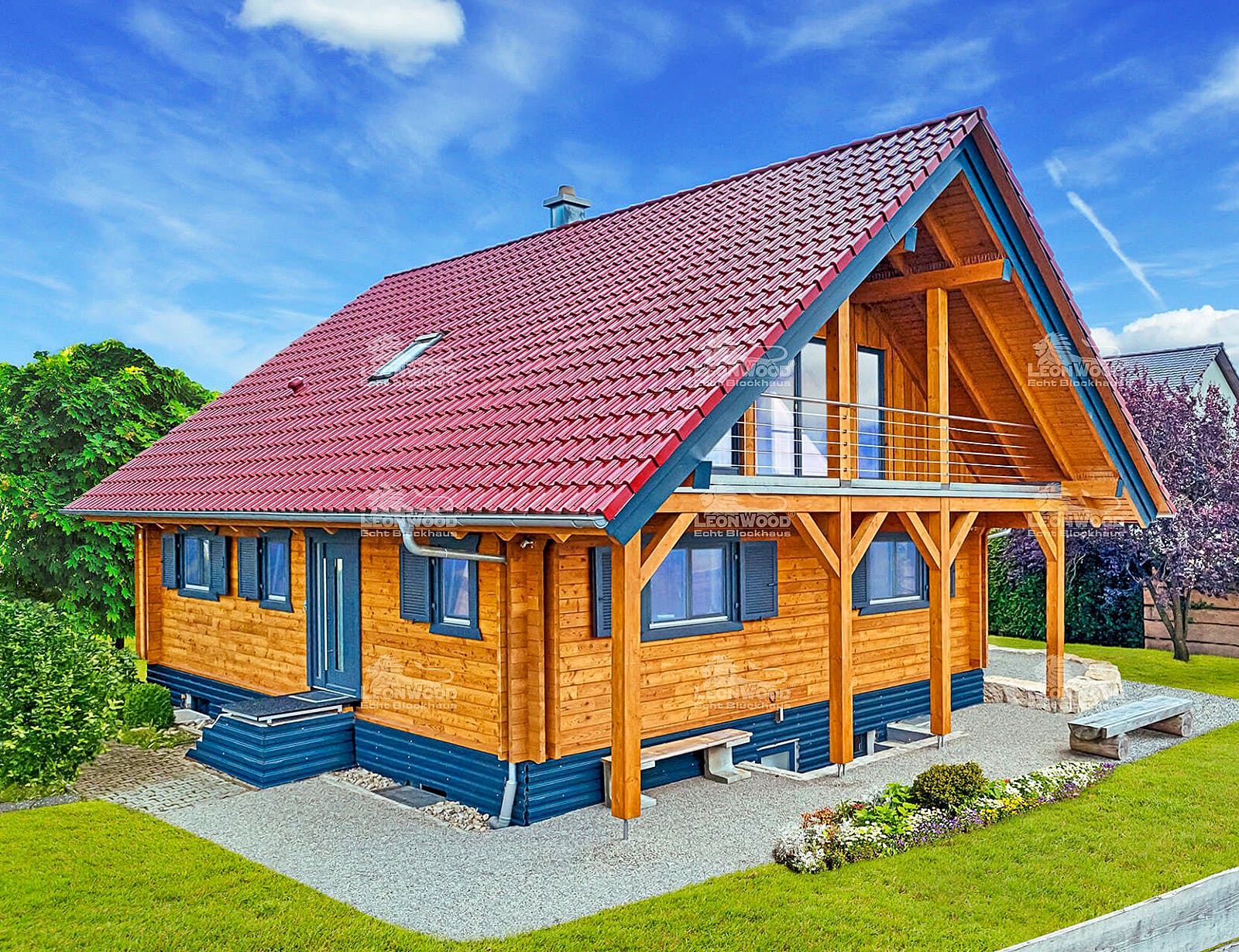 Blockhaus Classic 150 von LéonWood Holz-Blockhaus Bausatzhaus ab 162880€, Blockhaus Außenansicht 2