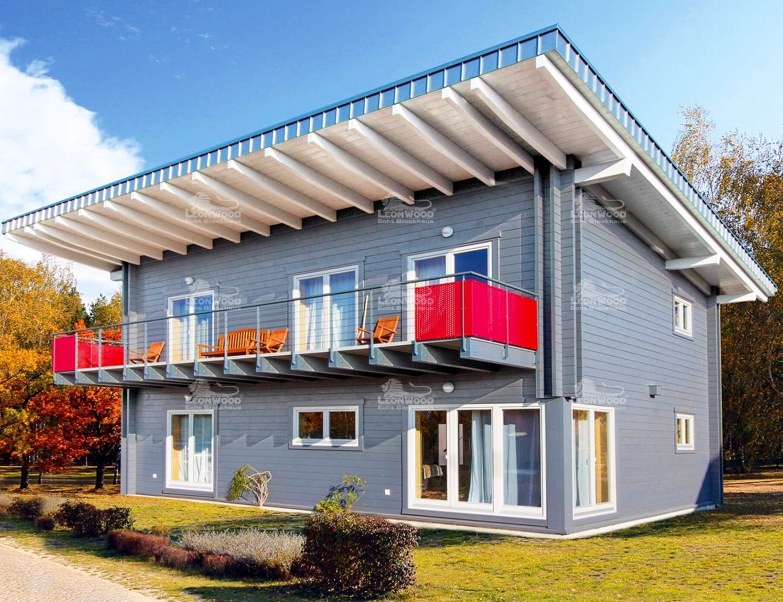 Blockhaus Cubus 130 von LéonWood Holz-Blockhaus Bausatzhaus ab 158130€, Blockhaus Außenansicht 1