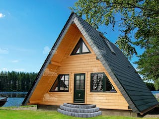 Blockhaus Finny von LéonWood® Holz-Blockhaus Bausatzhaus ab 68771€, Blockhaus Außenansicht 1