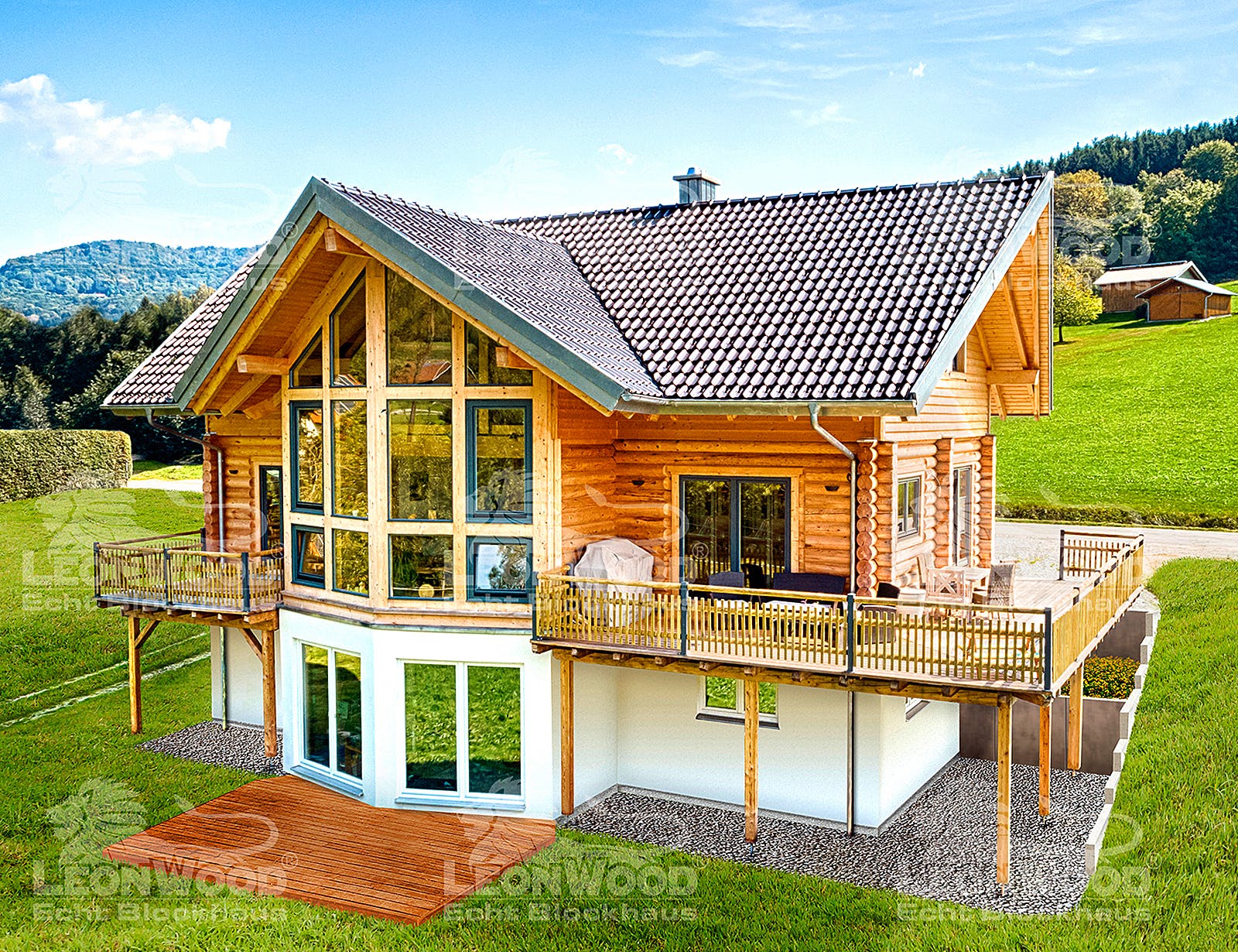 Blockhaus Kodiak Country von LéonWood Holz-Blockhaus Bausatzhaus ab 205270€, Blockhaus Außenansicht 1