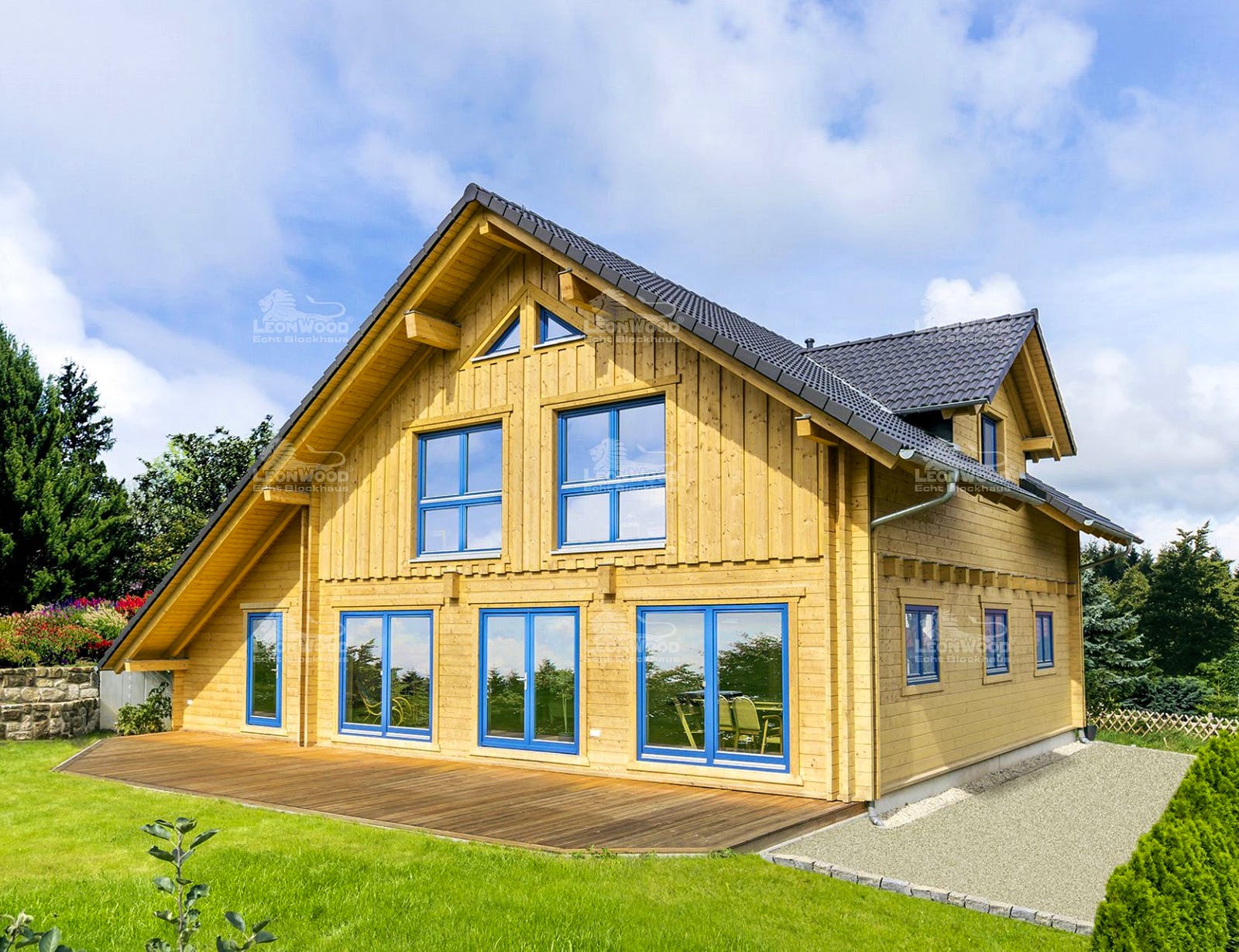 Blockhaus Lapin Kulta von LéonWood Holz-Blockhaus Bausatzhaus ab 203960€, Blockhaus Außenansicht 1