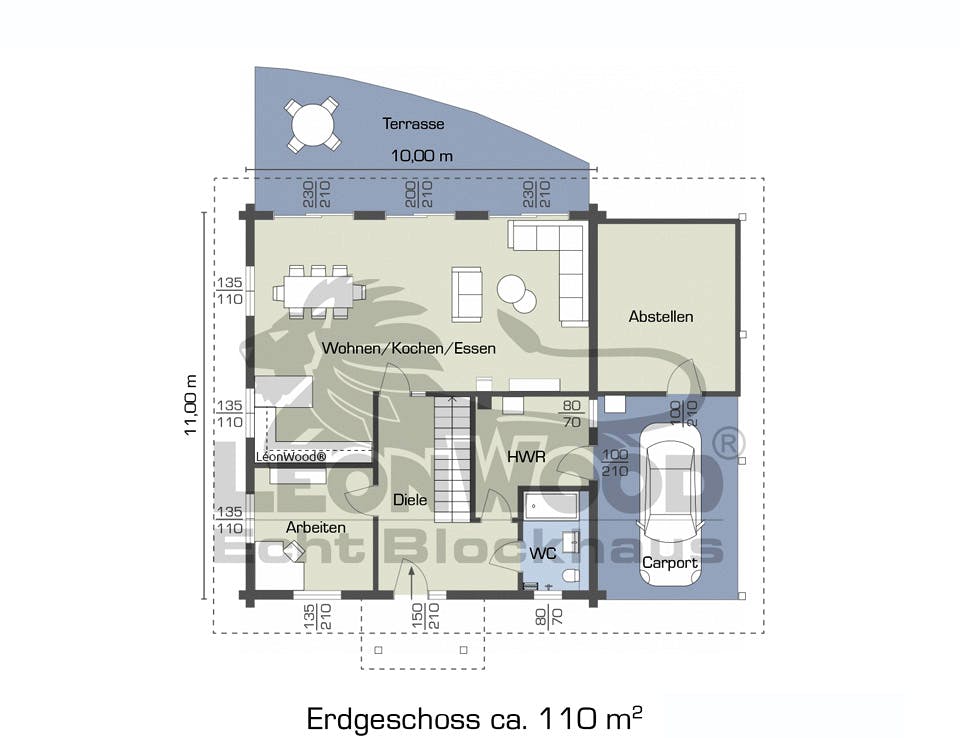 Blockhaus Lapin Kulta von LéonWood Holz-Blockhaus Bausatzhaus ab 203960€, Blockhaus Grundriss 1