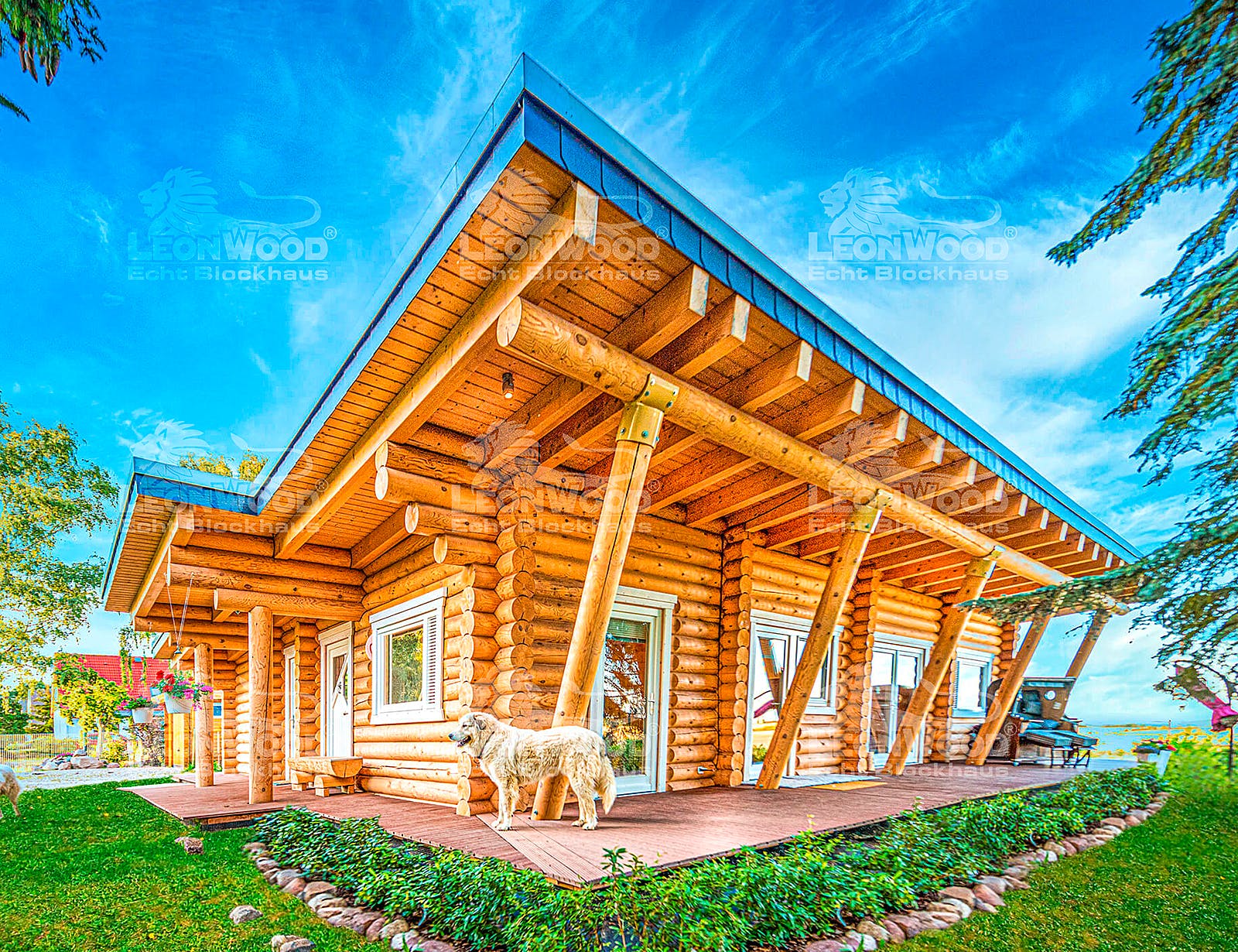 Blockhaus Mikado bel Etage von LéonWood Holz-Blockhaus Bausatzhaus ab 163060€, Blockhaus Außenansicht 1
