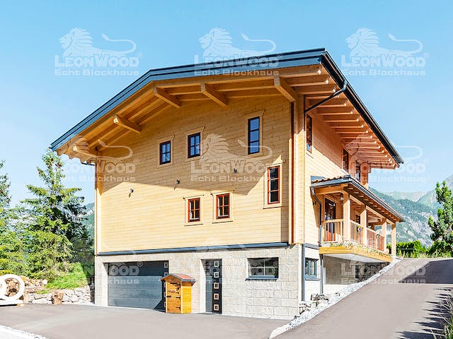 Blockhaus Villa Siena von LéonWood® Holz-Blockhaus Bausatzhaus ab 202283€, Blockhaus Außenansicht 3