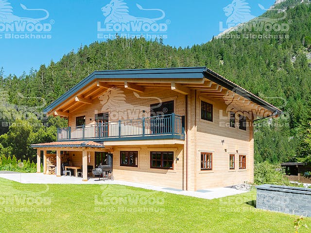 Blockhaus Villa Siena von LéonWood® Holz-Blockhaus Bausatzhaus ab 202283€, Blockhaus Außenansicht 4